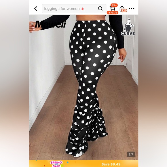 Black and White Polka Dot Flare Pants - Picture 3 of 3